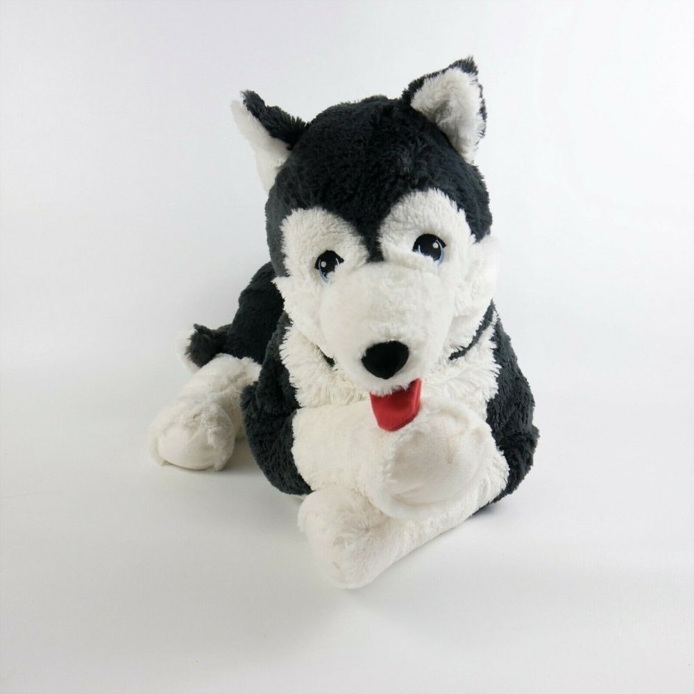 Ikea Livlig Large Plush Huskie Puppy Dog White Grey Blue Embroidered Eyes
